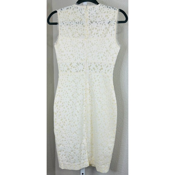 Elizabeth and James Levine Ivory Midi‎ Dress Laser Cut Bodycon Sheer Panel NEW 4 - Picture 6 of 15